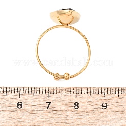 304 Stainless Steel with Glass Cuff Rings for Women&nbsp;RJEW-K309-41A