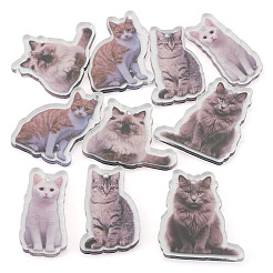 10個5スタイルプリントアクリルパーツ  猫の形  ミックスカラー  39~40x19~34x3mm  穴：2mm  2個/スタイル&nbsp;OACR-TA0004-13