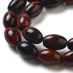 天然石マホガニーオブシディアンビーズ連売り  ライス  12x8mm  穴：1.2mm  約33個/連  15.94''（40.5センチメートル）&nbsp;G-B106-B13-01