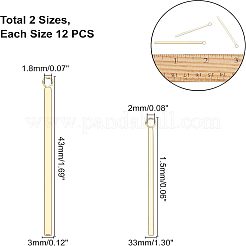 24個2スタイル304ステンレススチールペンダント  バー  ゴールドカラー  33~43x1.5~2x1.5~2mm  穴：1.8~2mm  12個/スタイル&nbsp;STAS-UN0022-55