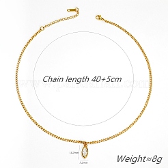304 Stainless Steel Pave Cubic Zirconia Horse Eye Pendant Necklaces for Women&nbsp;WG2E402-03