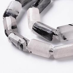 Natural Black Rutilated Quartz Beads Strands&nbsp;X-G-S345-8x11-010