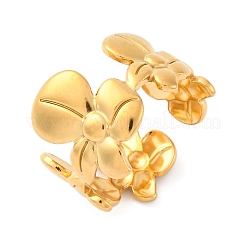 304ステンレススチールカフリング  花  ゴールドカラー  15.5mm  内径: 調節可能&nbsp;RJEW-D306-25G
