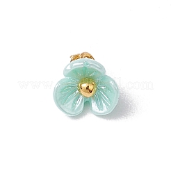 樹脂製模造パールチャーム6個  花  金色の真鍮ボールヘッドピン付き  ミックスカラー  5.5x6x5.5mm  穴：1.5mm&nbsp;PALLOY-JF03422