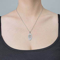 Non-Tarnish 201 Stainless Steel Hollow Sunflower Pendant Necklace&nbsp;NJEW-OY002-26