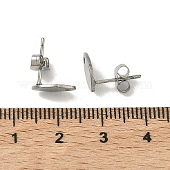 変色しない304ステンレススチールスタッドピアス金具  カン付き  馬の目  ステンレス鋼色  10x5.5mm  穴：1mm  ピン：0.8mm&nbsp;X-STAS-R063-36