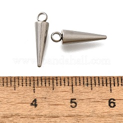ステンレスペンダント201個  コーンチャーム  ステンレス鋼色  15x4mm  穴：1.8mm&nbsp;X-STAS-F311-05P-06