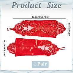 Polyester Long Paillette Embroidery Lace Gloves&nbsp;AJEW-WH20006-119C