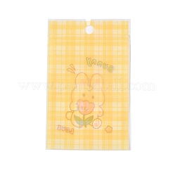 長方形のプラスチック製再封可能な袋  漫画の動物の模様と  トップセルフシールパウチ  兎  11x7.5x0.15cm  片側の厚さ：2.5ミル（0.065mm）&nbsp;OPP-T003-01A