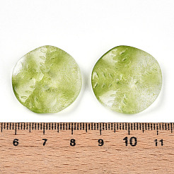 透明ガラスビーズ  葉っぱ  黄緑  25.5x5.5mm  穴：1.6mm&nbsp;LS-GLAA-A012-01C