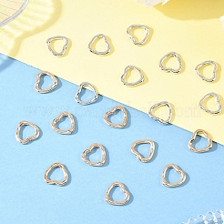 200個 2色 CCB プラスチックビーズフレーム  ハート  プラチナ·ゴールデン  13x14x3mm  穴：1.4mm  内径：8x9mm  100個/カラー&nbsp;CCB-YW0001-69