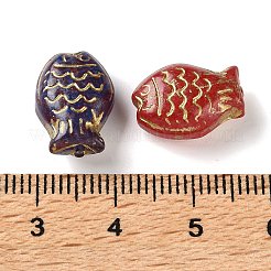 手作りランプワークビーズ  魚  ゴールドライン入り  ミックスカラー  14.5x10x6mm  穴：1mm&nbsp;LA-CBA4A8C-06