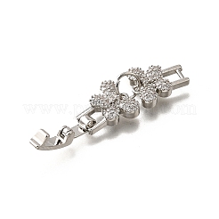 Brass Micro Pave Clear Cubic Zirconia Fold Over Clasps&nbsp;KK-R222-07P
