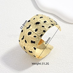 Textured Brass Enamel Leopard Print Cuff Bangles&nbsp;WGB0BD1-01