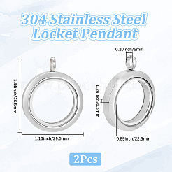 2Pcs Stainless Steel Locket Pendants&nbsp;STAS-BBC0010-31C