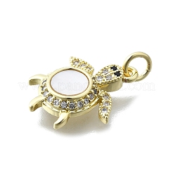 Brass Micro Pave Clear Cubic Zirconia Pendants&nbsp;KK-V010-07G-02
