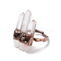 Triple Natural Quartz Crystal Irregular Bullet Open Cuff Ring&nbsp;G-I330-16R