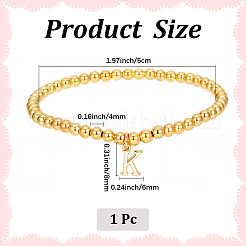 真鍮ペンダントブレスレット1個  18KGP本金メッキ  文字k  0.16インチ（0.4cm）  内径：2.17インチ（5.5cm）  ペンダント：10~10.5x2.5~8mm&nbsp;BJEW-DJ0001-35G-02