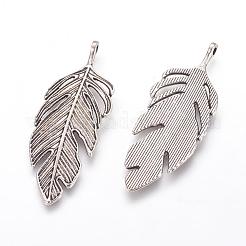 Tibetan Style Alloy Leaf Big Pendants&nbsp;PALLOY-A15448-AS-NF