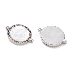 Rack Plating Brass Micro Pave Colorful Cubic Zirconia Connector Charms&nbsp;CU-CBA01AA-22P