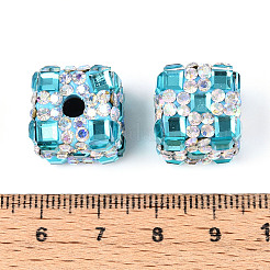 Polymer Clay Rhinestone Beads with Square Acrylic&nbsp;CLAY-T022-03G