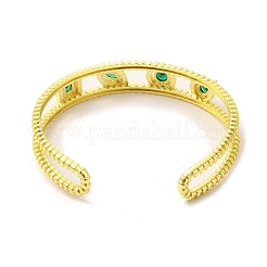 Square & Teardrop & Horse Eye Glass Open Cuff Bangle with Cubic Zirconia&nbsp;BJEW-A136-01G-02