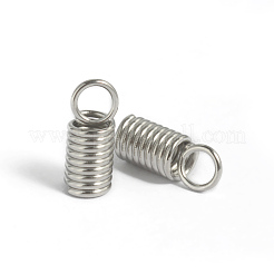 変色しにくい304ステンレススチールコイルコードエンド  ステンレス鋼色  11x4.5mm  穴：3mm  内径：3mm&nbsp;STAS-D431-17
