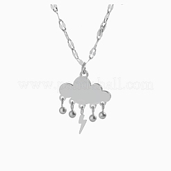 変色しない304ステンレススチールペンダントネックレス  雲  ステンレス鋼色  16.54インチ（42cm）&nbsp;OF5364-2