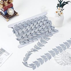 ポリエステル刺繍糸リボン  葉  洋服アクセサリー用  厚紙ディスプレイカード付き  銀  1-1/2インチ（39mm）  約4.27ヤード(3.9m)/個～4.37ヤード(4m)/個&nbsp;OCOR-CY0004-26A-01
