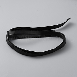 平らな模造革コード  枕の装飾用  ブラック  12x2mm&nbsp;LC-WH0003-06B