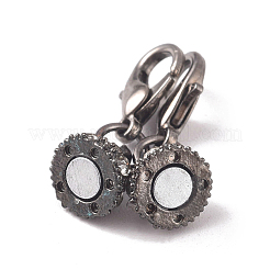 合金ラインストーンマグネットクラスプ  カニカン付き  ガンメタ色  41mm  カニカン：12x7x3mm  磁気クラスプ：15x8.5mm&nbsp;ALRI-TAC0001-01B