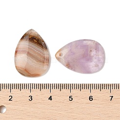 天然アメジストレースアゲートペンダント  ティアドロップチャーム  24x17.5x4mm  穴：1.4mm&nbsp;G-A244-04