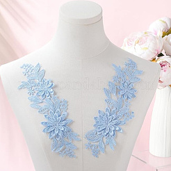 2組 2色 ポリエステル 刺繍 スパンコール コスチュームアクセサリー  ミシンクラフト装飾  花  ミックスカラー  240x85x1.5~3mm  1ペア/色&nbsp;DIY-CY0001-99