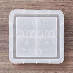 正方形の母の日の言葉ママDIYトレイシリコン型  レジン型  UVレジン用  エポキシ樹脂工芸品作り  ホワイト  12.2x12.2x2.1cm&nbsp;DIY-G112-02C