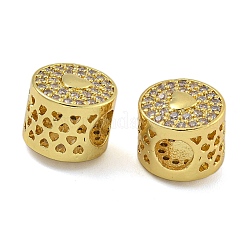 Rack Plating Brass Micro Pave Cubic Zirconia Column European Beads&nbsp;KK-I718-38G