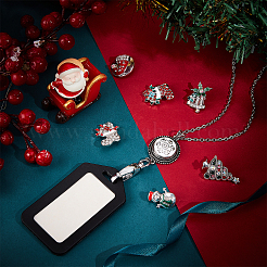 DIY交換可能なクリスマスオフィスストラップIDバッジホルダーネックレス作成キット  雪だるま合金スナップボタン＆スナップキーホルダー作り含む  304ステンレススチールアズキチェーンネックレス  ミックスカラー  10個/箱&nbsp;DIY-SC0022-03