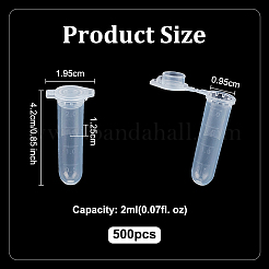 プラスチック製遠心チューブ  ラボ用品  透明  42x19.5x12.5mm  内径：9.5mm  容量：2ml（0.07fl.oz）&nbsp;AJEW-WH0695-251C