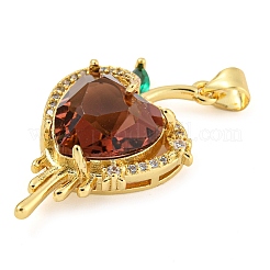 Rack Plating Brass Micro Pave Clear Cubic Zirconia Pendants&nbsp;ZIRC-L100-162G