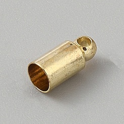真鍮製コードエンドパーツ  コラム  ゴールドカラー  9x4mm  穴：1.4mm  内径：3.5mm&nbsp;KK-WH0044-208A