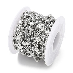 304ステンレススチールハートリンクチェーン  ハンダ付け  スプールで  ステンレス鋼色  11x6.5x3mm  約16.40フィート（5m）/ロール&nbsp;CHS-N009-01A-P