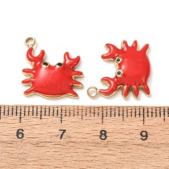 304ステンレスペンダント  エナメル  カニチャーム  ゴールドカラー  レッド  15.5x15.5x3.5mm  穴：1.8mm&nbsp;SA-D002-15A-G