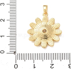 真鍮マイクロパヴェクリアキュービックジルコニアペンダント  エナメル  小さなデイジーの花のチャーム  ゴールドカラー  きいろ  22x20x3.5mm  穴：4.5x2.5mm&nbsp;KK-E803-02G-A