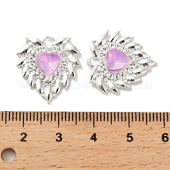 ラックメッキ合金ラインストーンペンダント  鉛フリー＆カドミウムフリー  ハート  銀  パープル  20x20x4mm  穴：2mm&nbsp;PALLOY-D028-03B-S-RS
