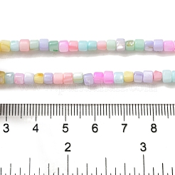 虹色に染められた天然淡水貝ビーズ連売り  ミックスカラー  コラム  3x4mm  穴：0.5mm  約113個/連  14.96インチ（38cm）&nbsp;X1-SHEL-G018-02D