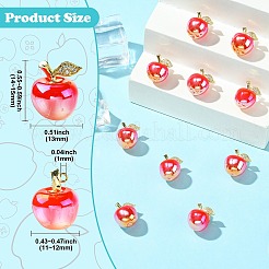 アロイ樹脂チャーム  りんご  ABカラー  レッド  14~15x13x11~12mm  穴：1mm&nbsp;RESI-CJC0027-09