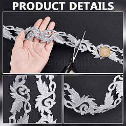 3.8m アイロン接着/縫い付けポリエステル花刺繍レーストリムパッチ  衣類用アクセサリー  グレー  1-1/2インチ（38mm）&nbsp;OCOR-WH0082-292