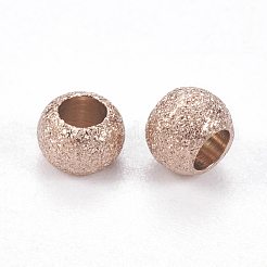 Ion Plating(IP) 304 Stainless Steel Textured Beads&nbsp;STAS-I081-4mm-04RG