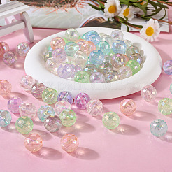 60 個 6 色 UV メッキレインボー虹色アクリルビーズ  多面カット  ラウンド  ミックスカラー  16x16mm  穴：2.5mm  10個/カラー&nbsp;OACR-TA0001-21