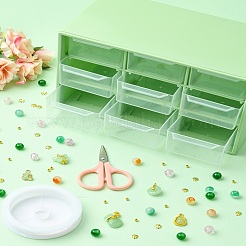 DIY ランプワーク ビーズ ブレスレット 作成キット  アクリル収納ボックス付き  はさみ  伸縮性のある糸  ミックスカラー  3mm  穴：1.5mm&nbsp;DIY-FZC0001-01B