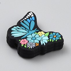 Butterfly with Flower Food Grade Eco-Friendly Silicone Beads&nbsp;LS-SIL-CJC0012-07D